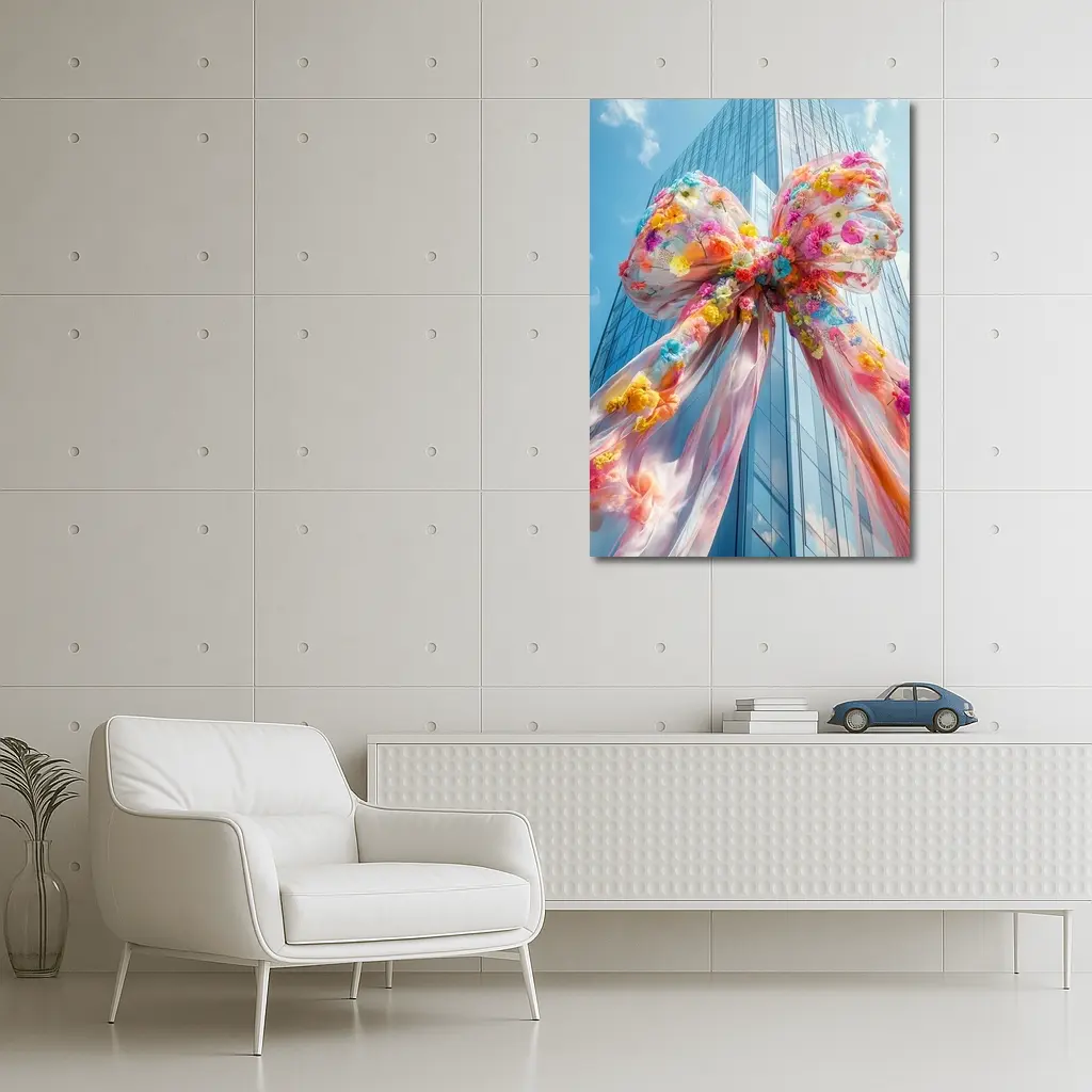 Floral Bow Giant Skyscraper Blue Sky – Wall Art