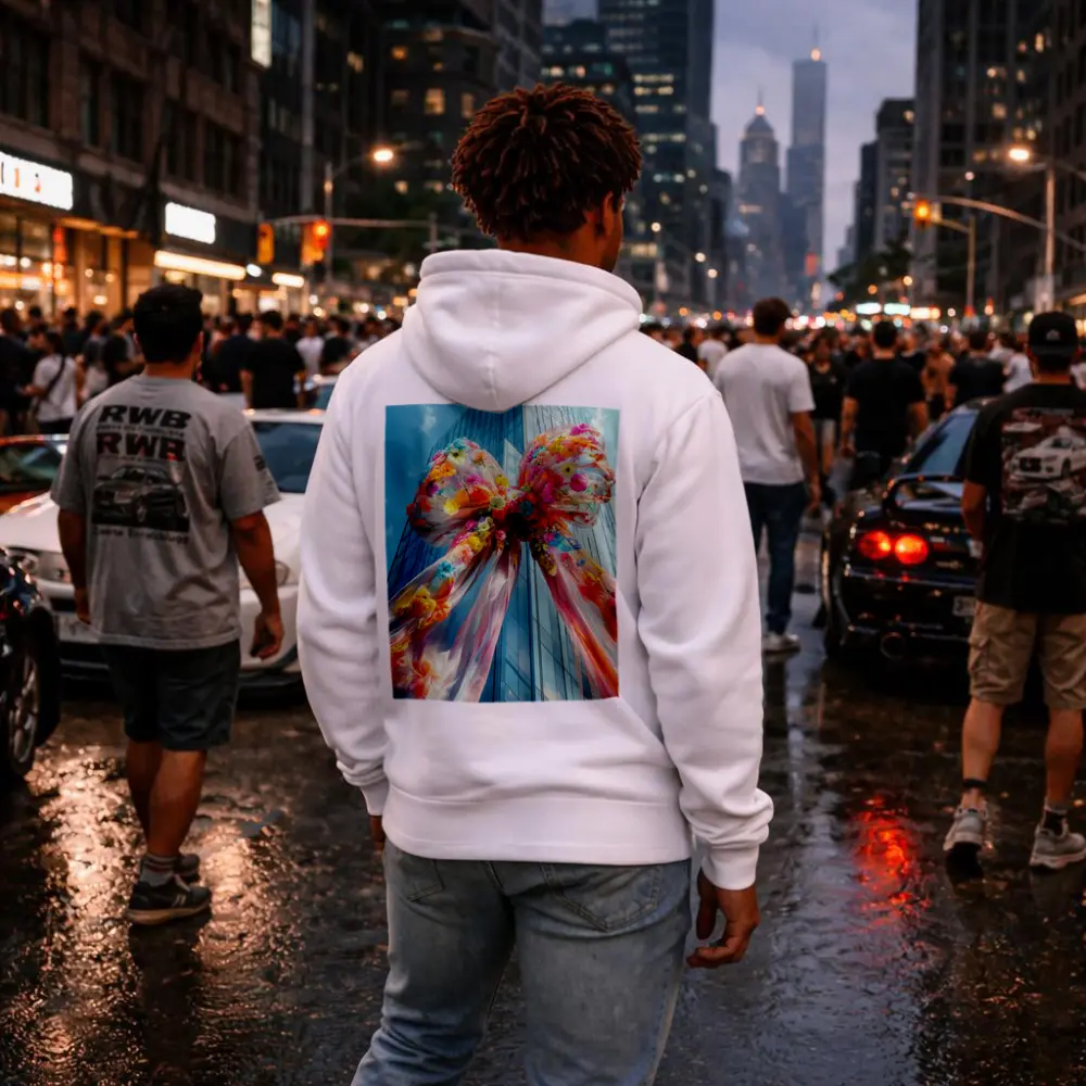 Floral Bow Giant Skyscraper Blue Sky – Hoodies