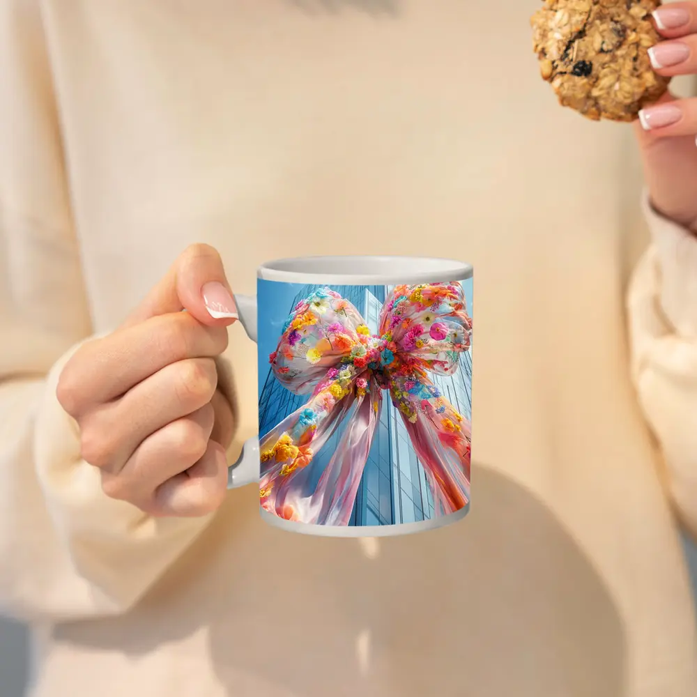 Floral Bow Giant Skyscraper Blue Sky – Mugs
