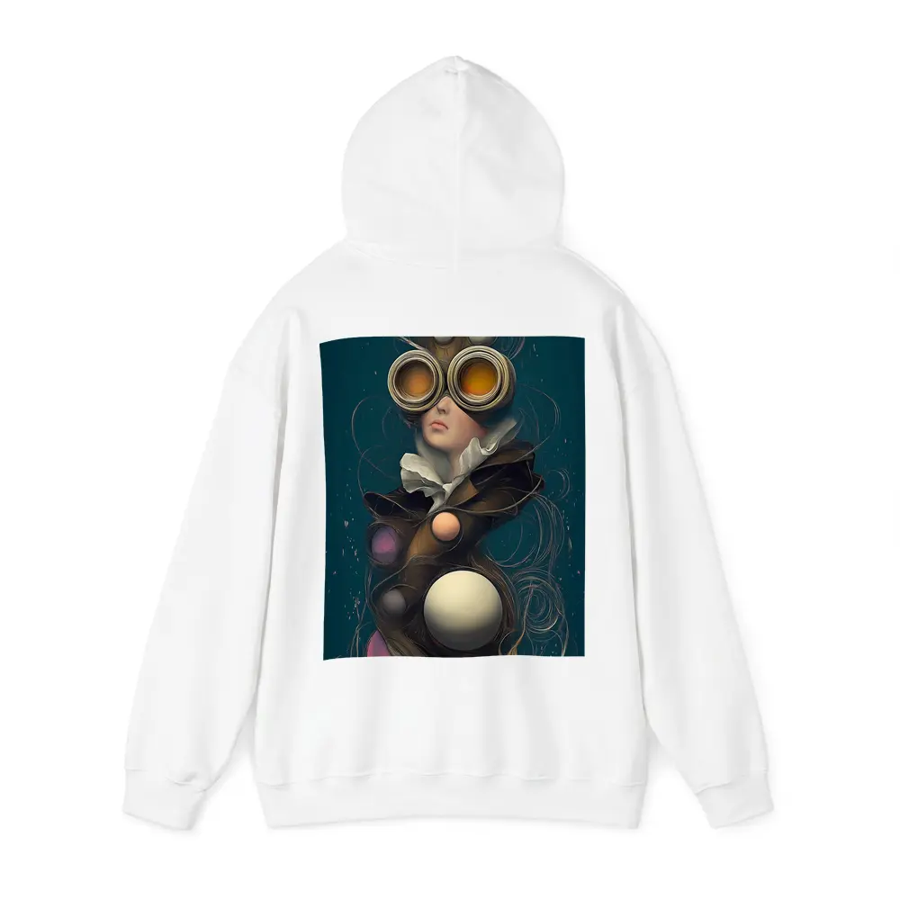 Surreal Woman Steampunk Goggles Teal Background – Hoodies