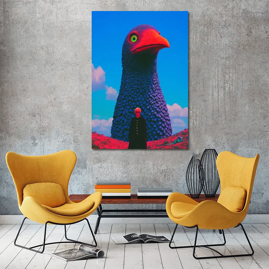 Giant Bird Figure Man Surreal Sky – Wall Art