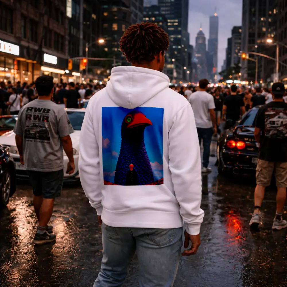 Giant Bird Figure Man Surreal Sky – Hoodies