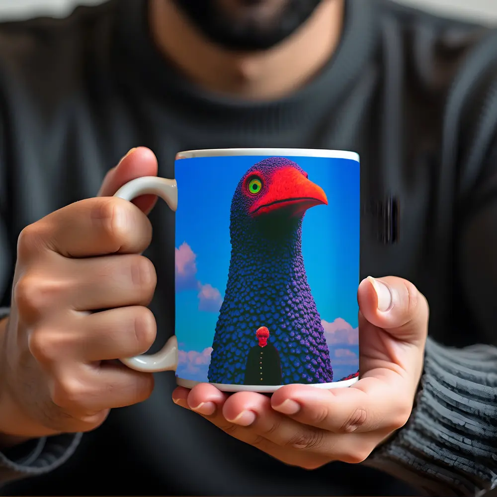 Giant Bird Figure Man Surreal Sky – Mugs