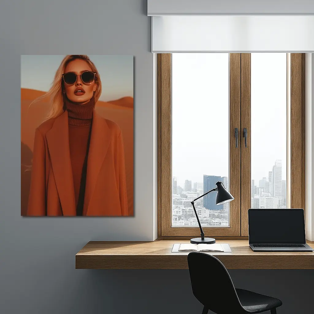 Blonde Woman Desert Dunes Fashion Portrait – Wall Art