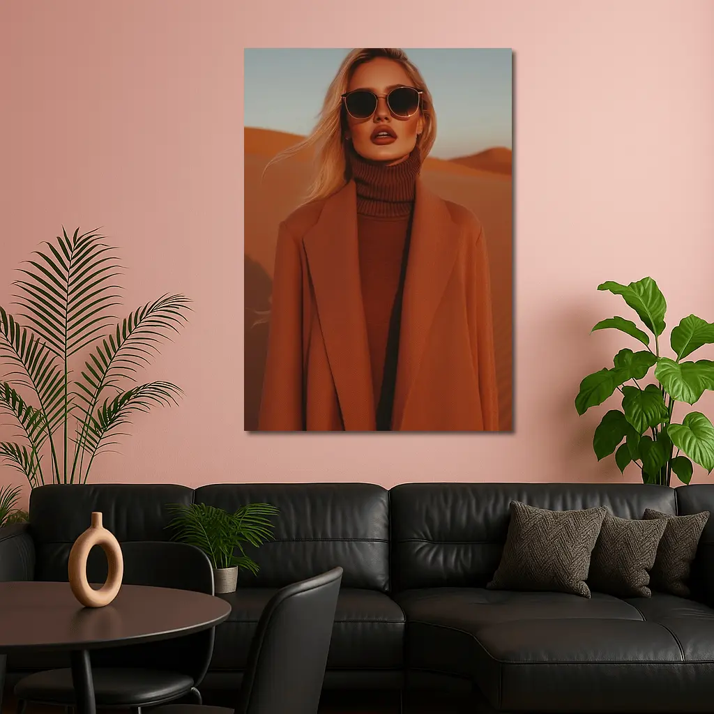Blonde Woman Desert Dunes Fashion Portrait – Wall Art