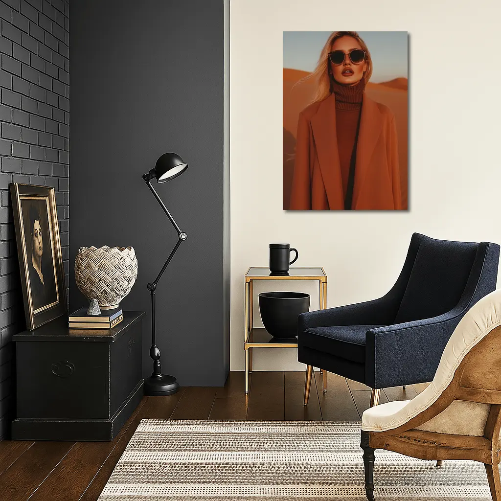 Blonde Woman Desert Dunes Fashion Portrait – Wall Art