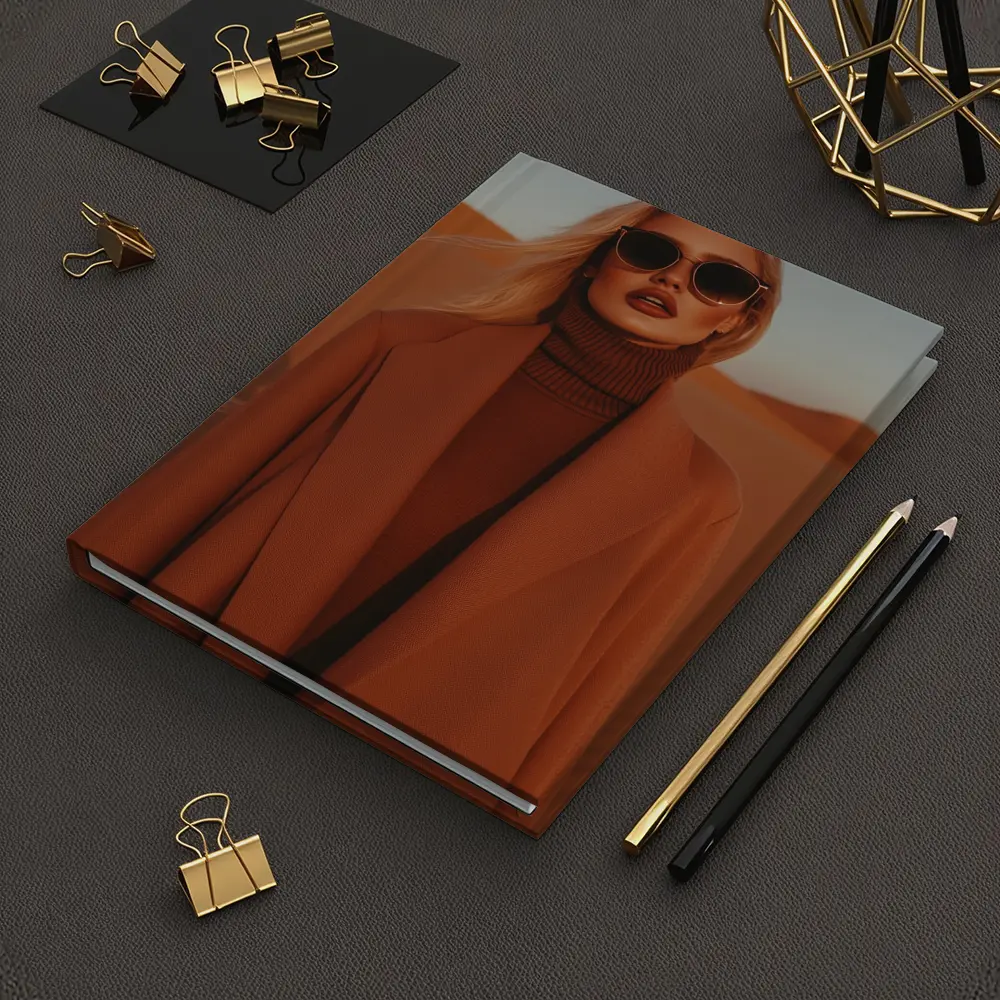 Blonde Woman Desert Dunes Fashion Portrait – Notebooks
