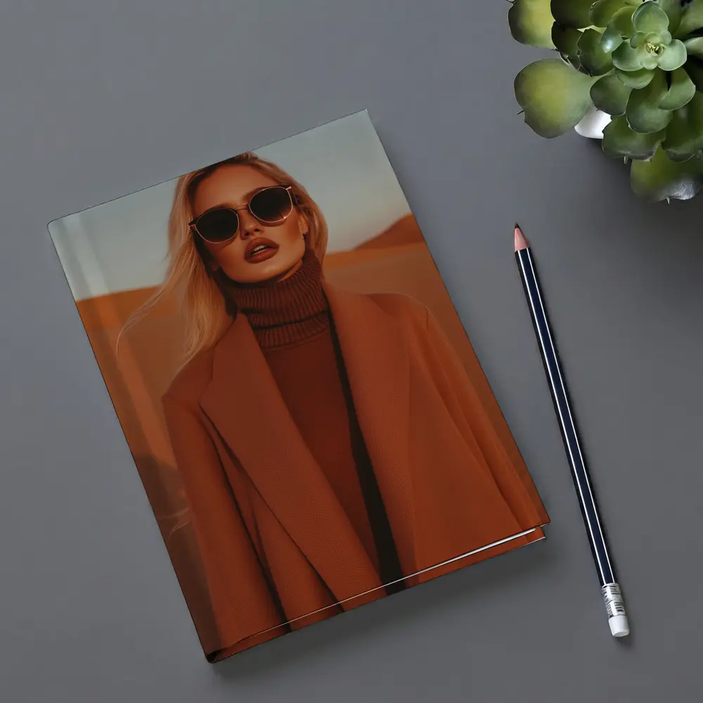 Blonde Woman Desert Dunes Fashion Portrait – Notebooks