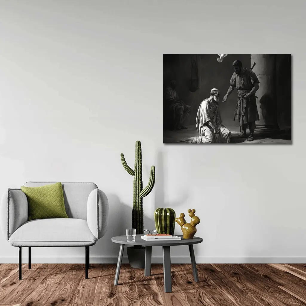 Biblical Scene Soldier Dove Dark Art – Wall Art