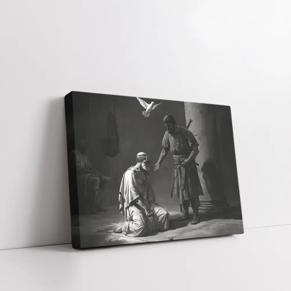 Biblical Scene Soldier Dove Dark Art – Wall Art