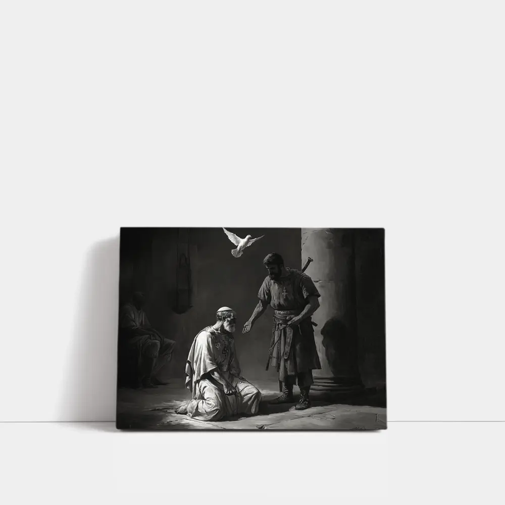 Biblical Scene Soldier Dove Dark Art – Wall Art
