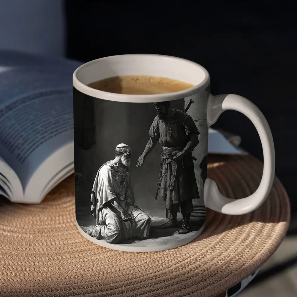 Biblical Scene Soldier Dove Dark Art – Mugs