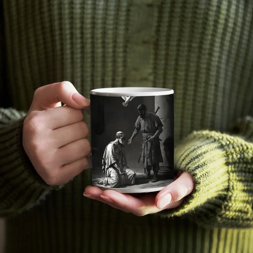 Biblical Scene Soldier Dove Dark Art – Mugs