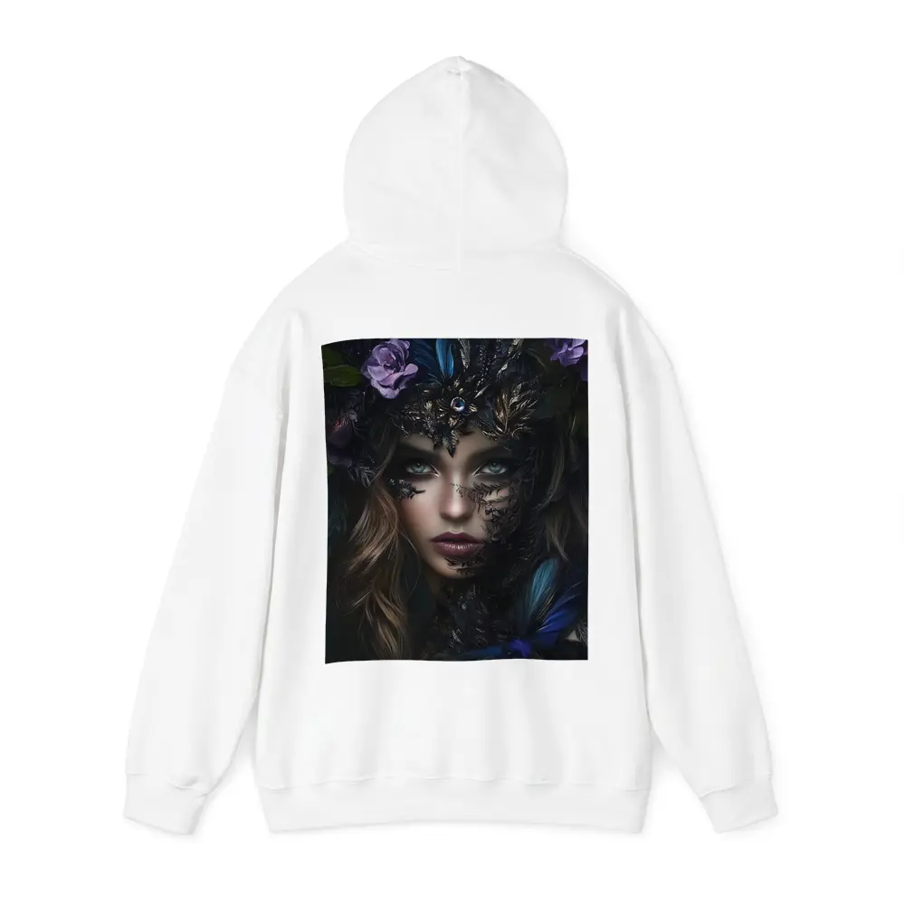 Dark Fantasy Woman With Floral Crown Portrait – Hoodies