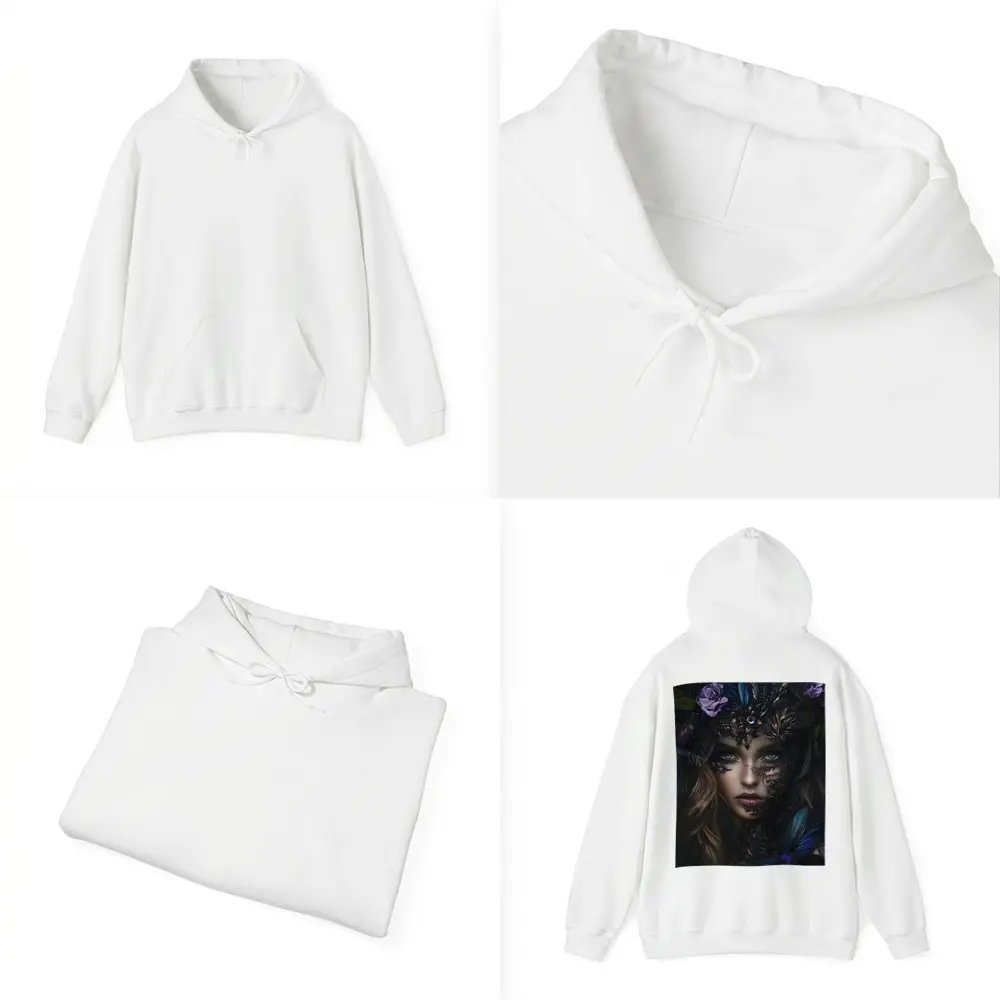 Dark Fantasy Woman With Floral Crown Portrait – Hoodies
