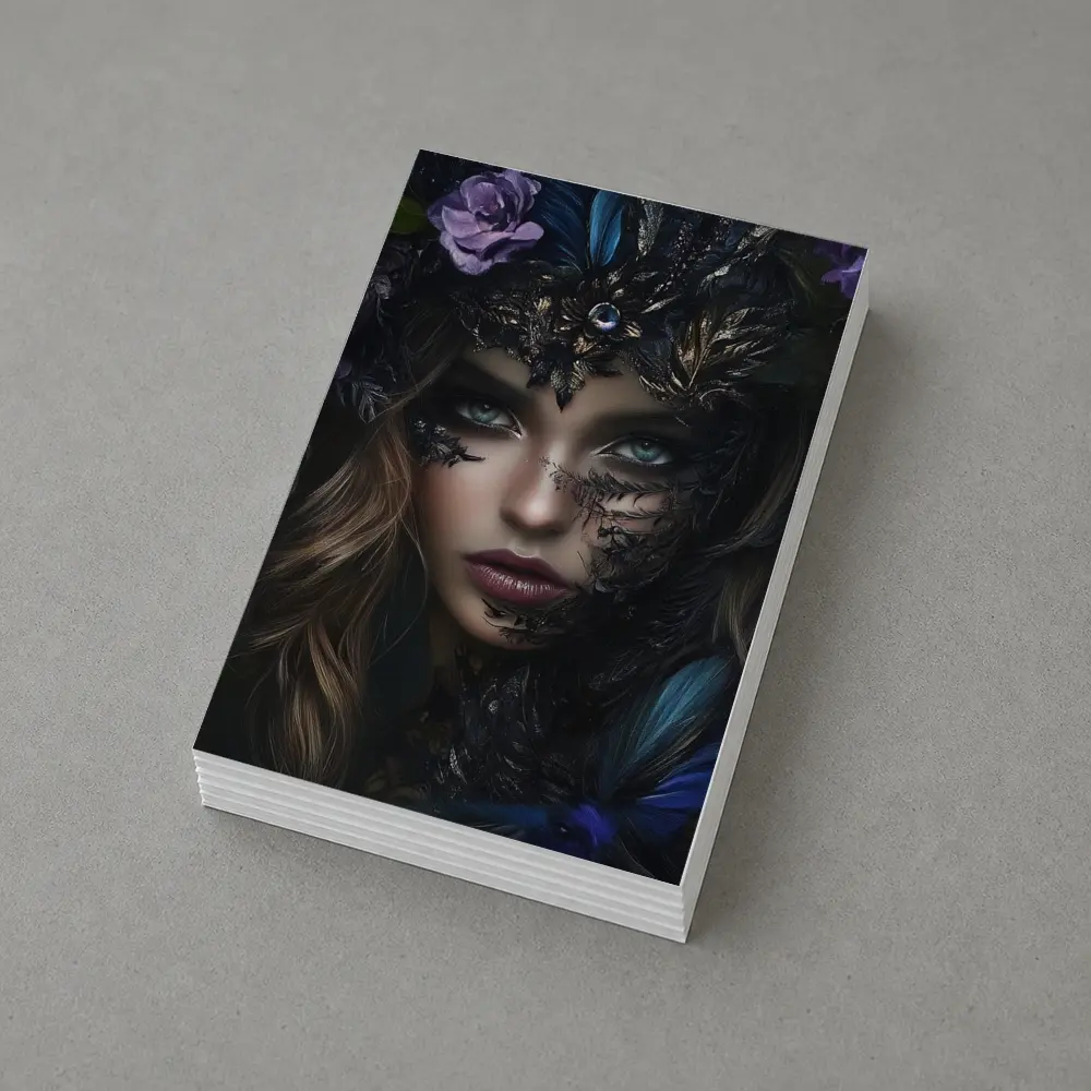 Dark Fantasy Woman With Floral Crown Portrait – Postcards