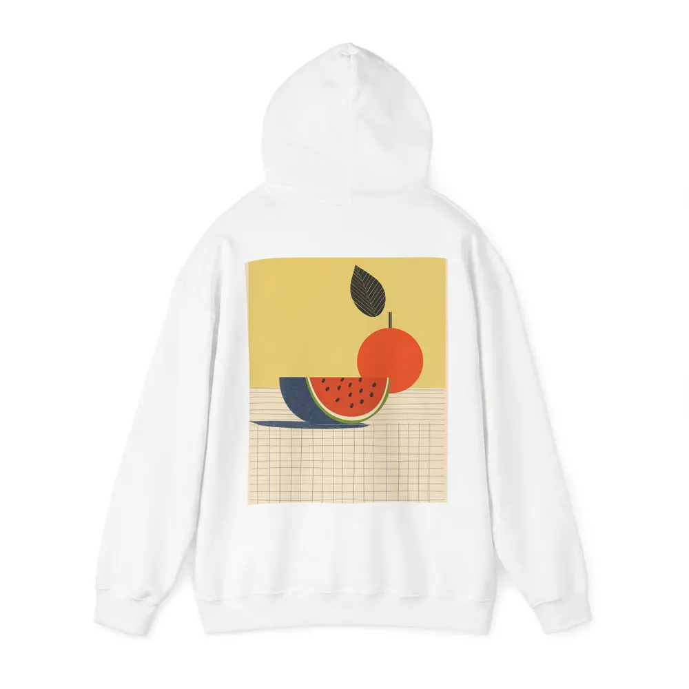 Retro Minimal Fruit Still Life Yellow Background – Hoodies