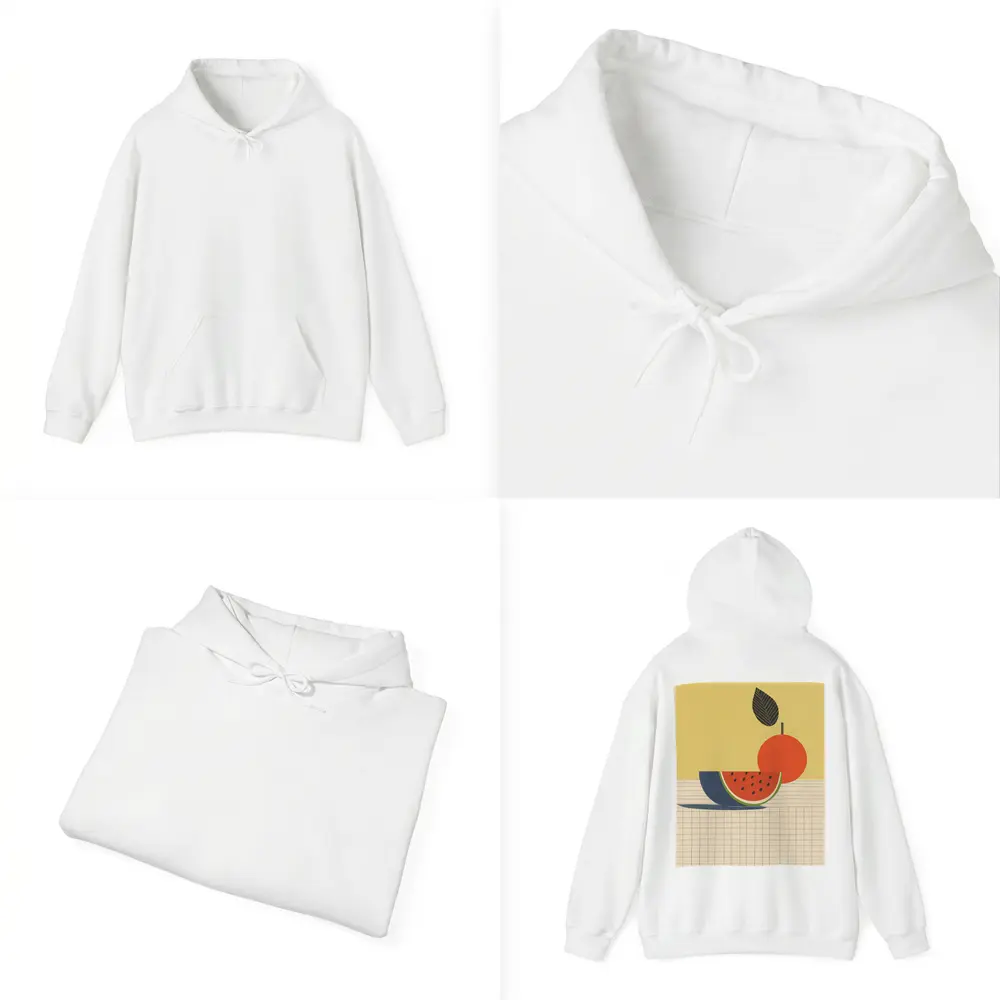 Retro Minimal Fruit Still Life Yellow Background – Hoodies