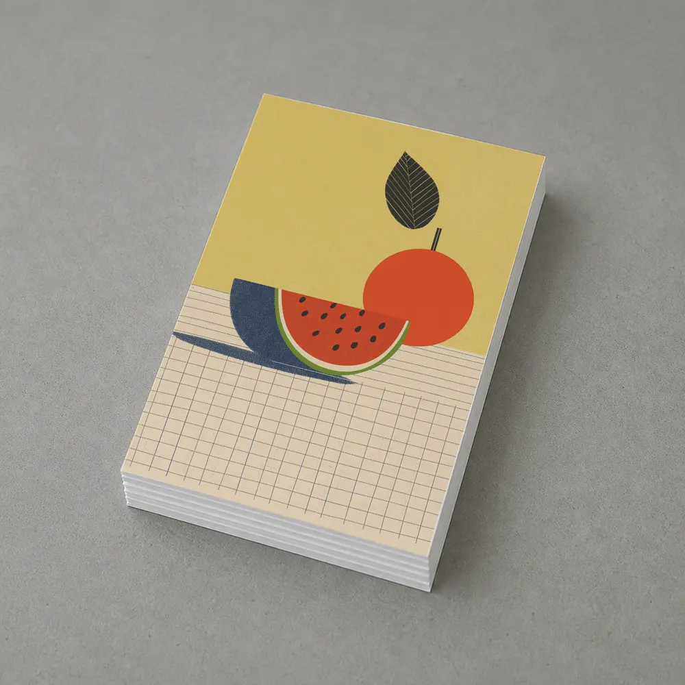 Retro Minimal Fruit Still Life Yellow Background – Postcards