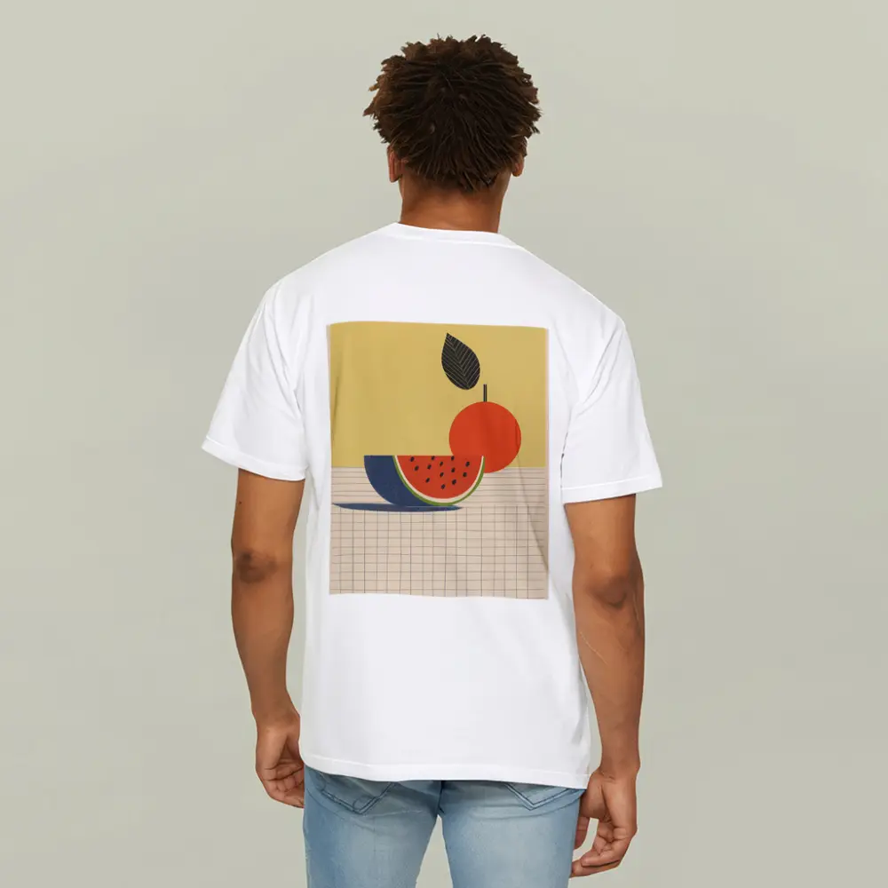 Retro Minimal Fruit Still Life Yellow Background – T-Shirts