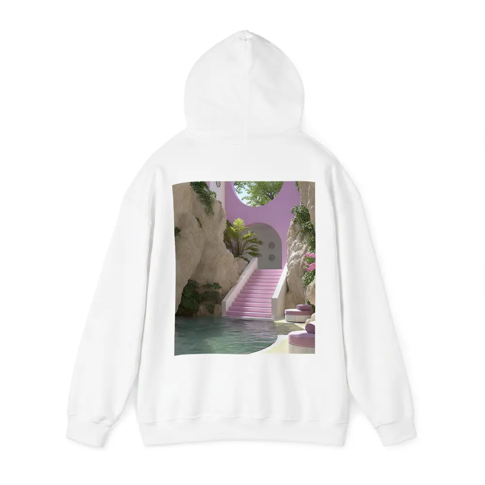 Pink Archway Pool Surreal Tropical Architecture – Hoodies