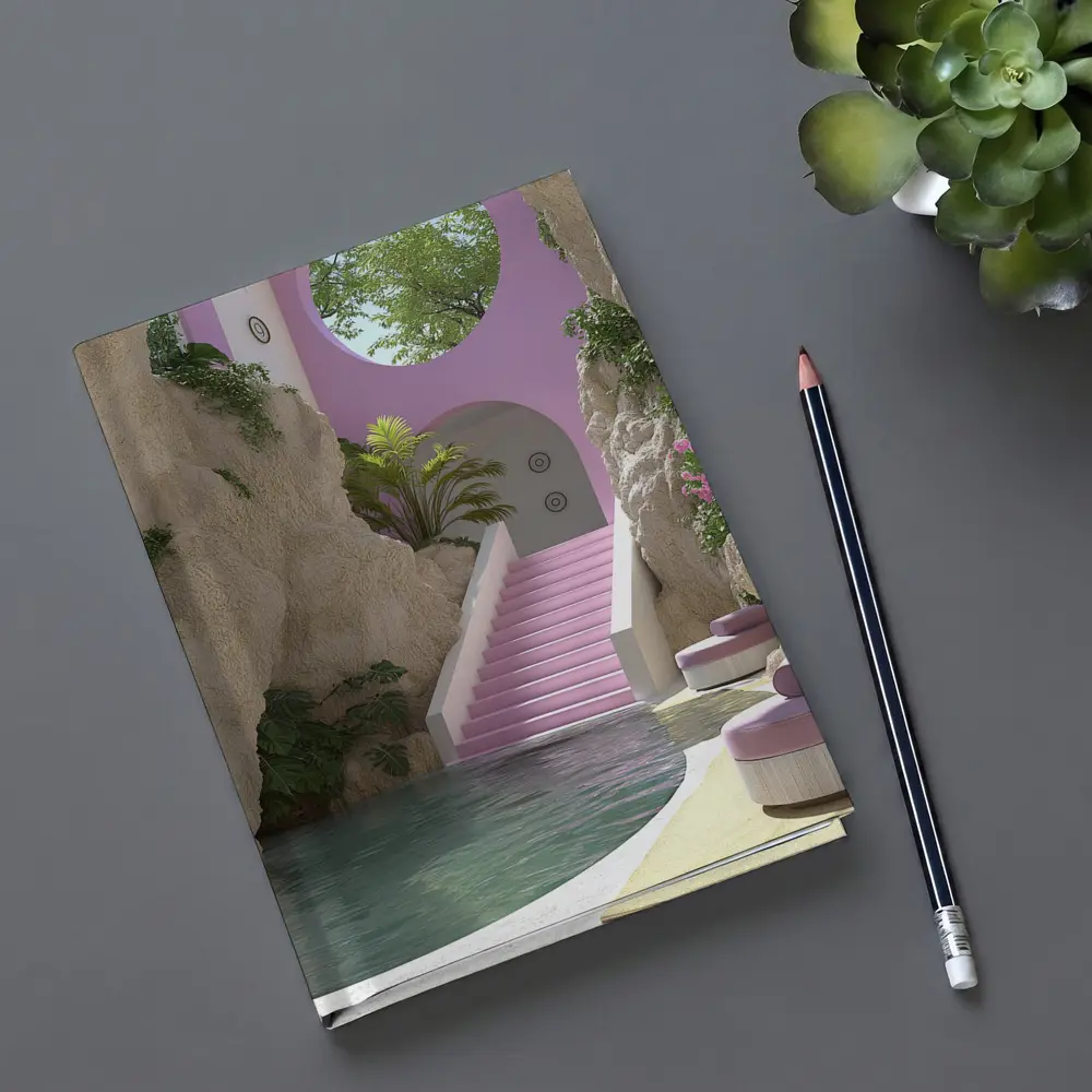 Pink Archway Pool Surreal Tropical Architecture – Notebooks