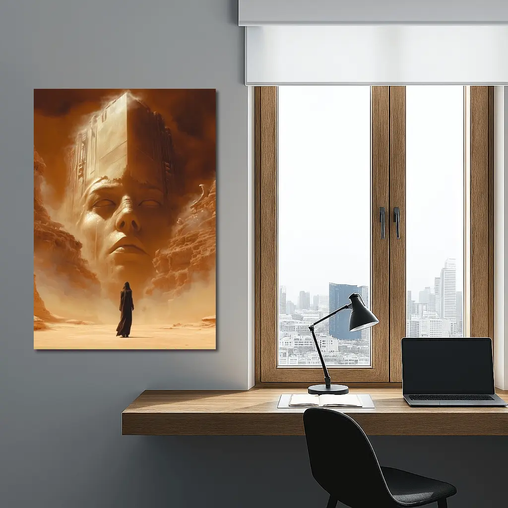 Ancient Desert Colossus Figure Surreal Sand – Wall Art