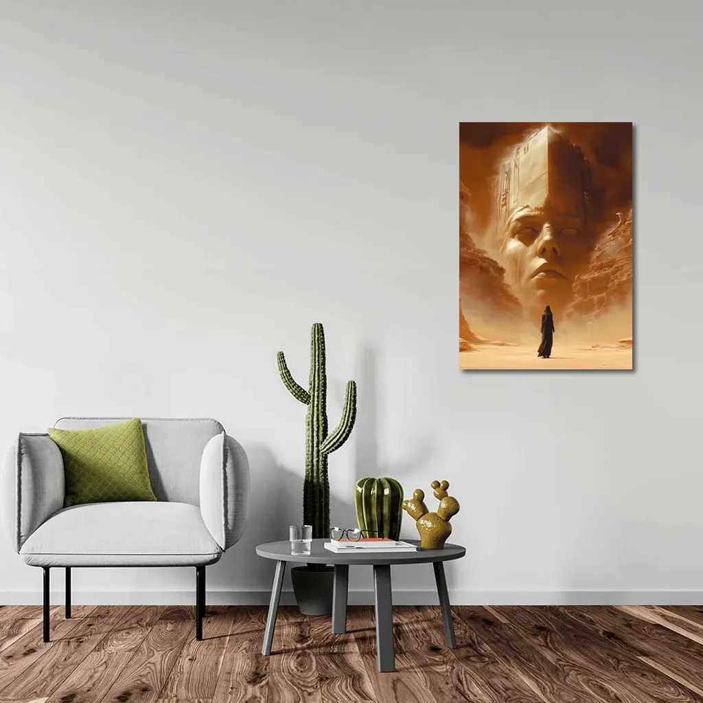 Ancient Desert Colossus Figure Surreal Sand – Wall Art