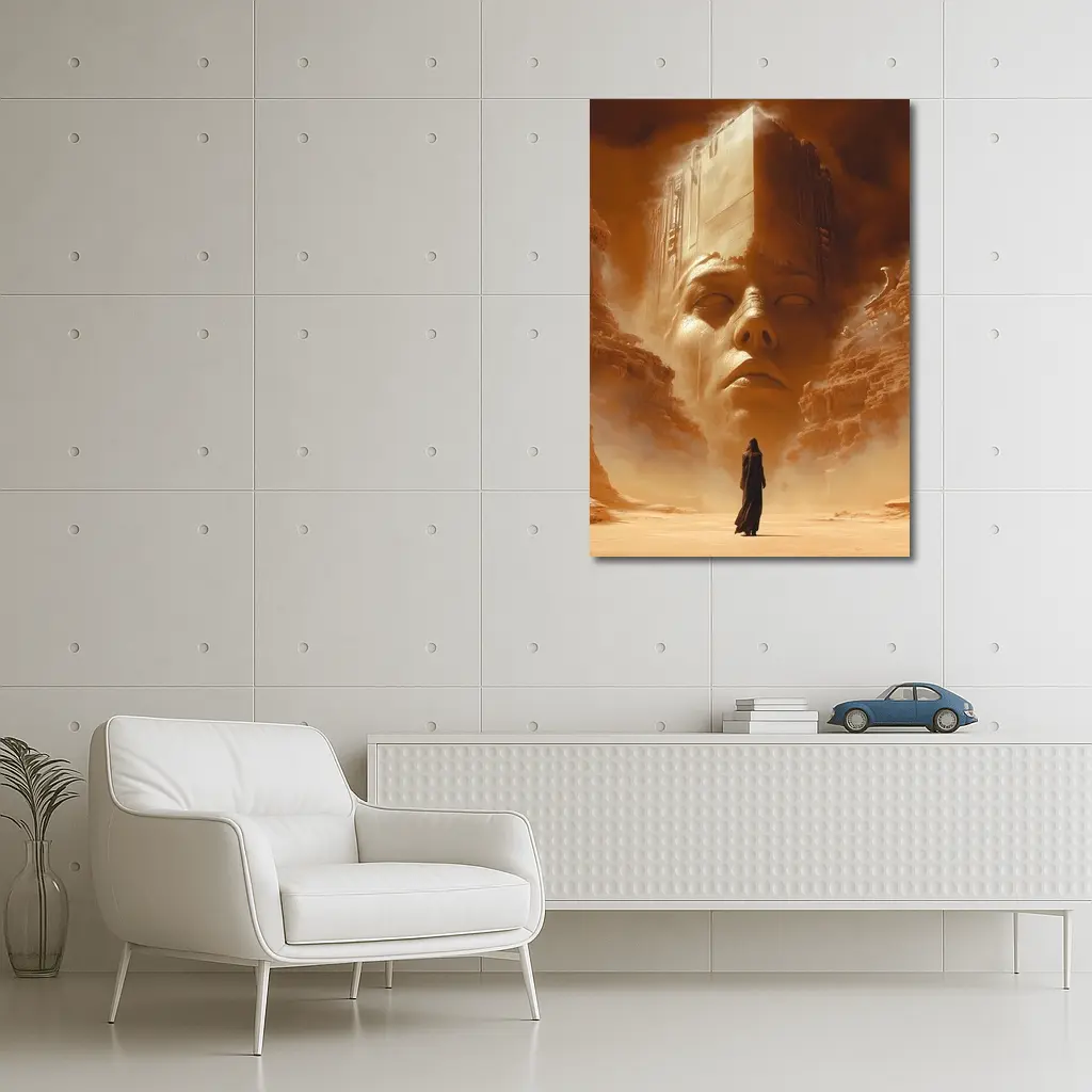 Ancient Desert Colossus Figure Surreal Sand – Wall Art