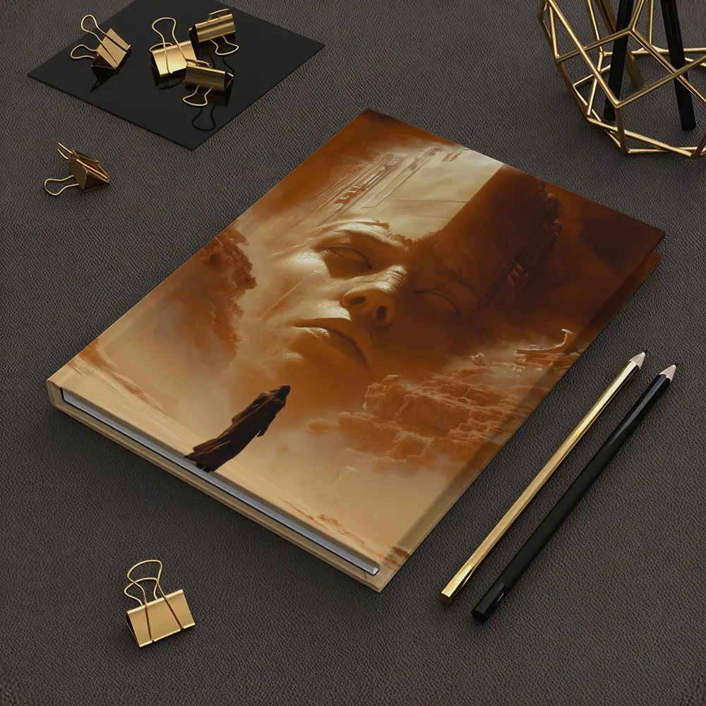 Ancient Desert Colossus Figure Surreal Sand – Notebooks
