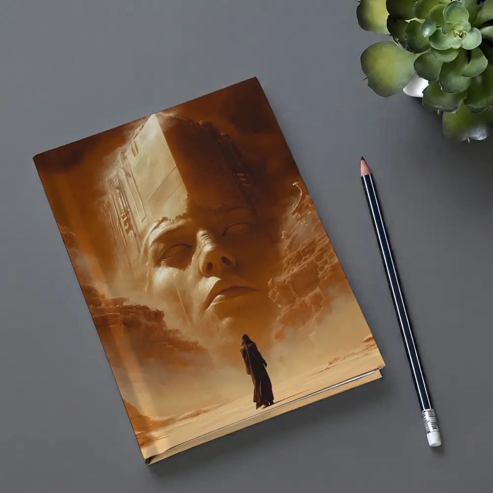 Ancient Desert Colossus Figure Surreal Sand – Notebooks