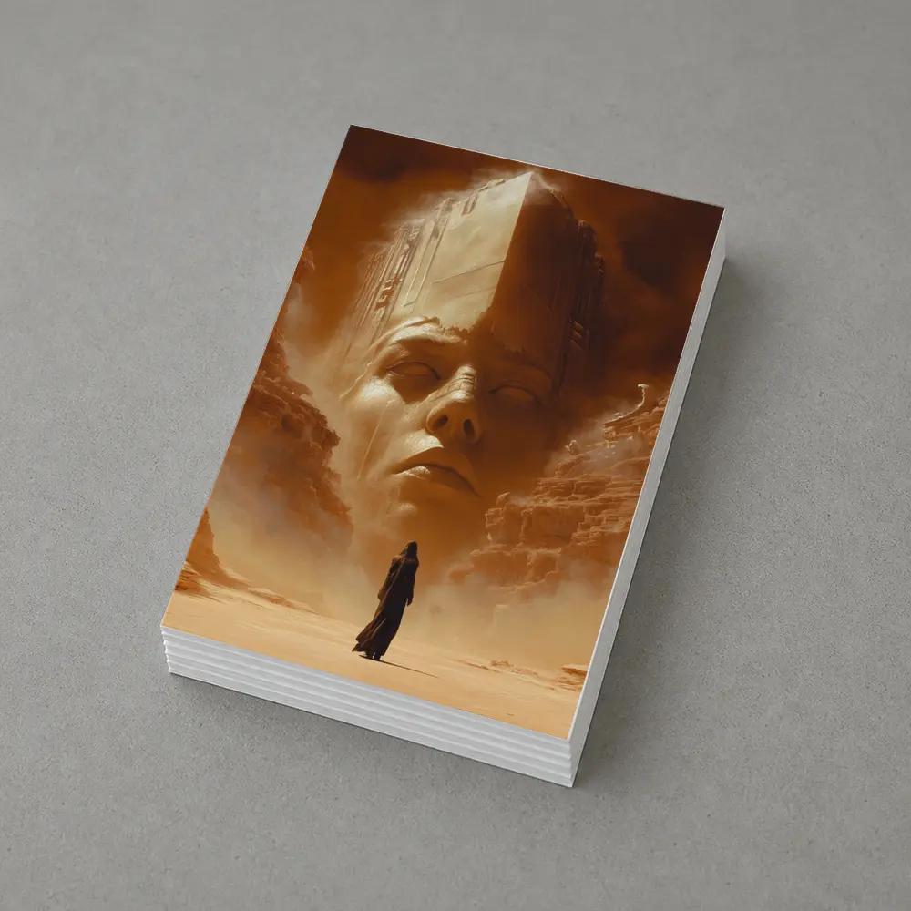 Ancient Desert Colossus Figure Surreal Sand – Postcards
