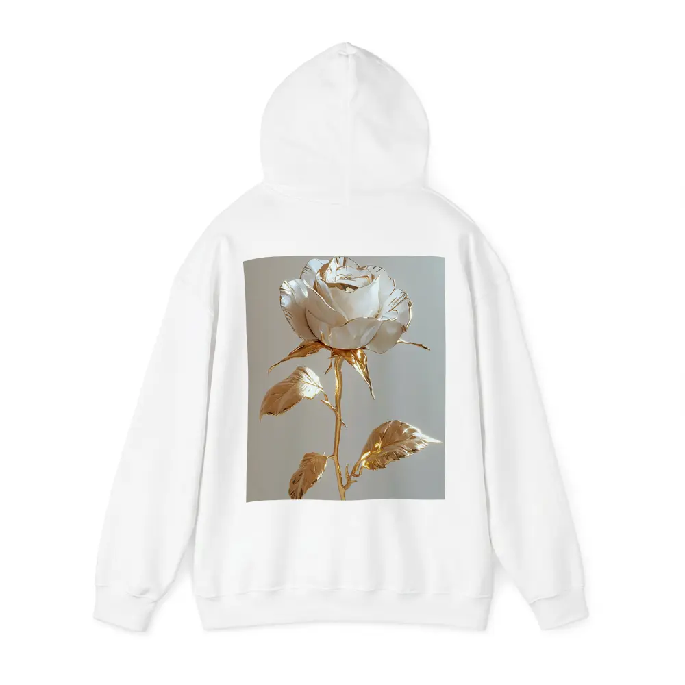 White Gold Rose Metallic Flower Art – Hoodies