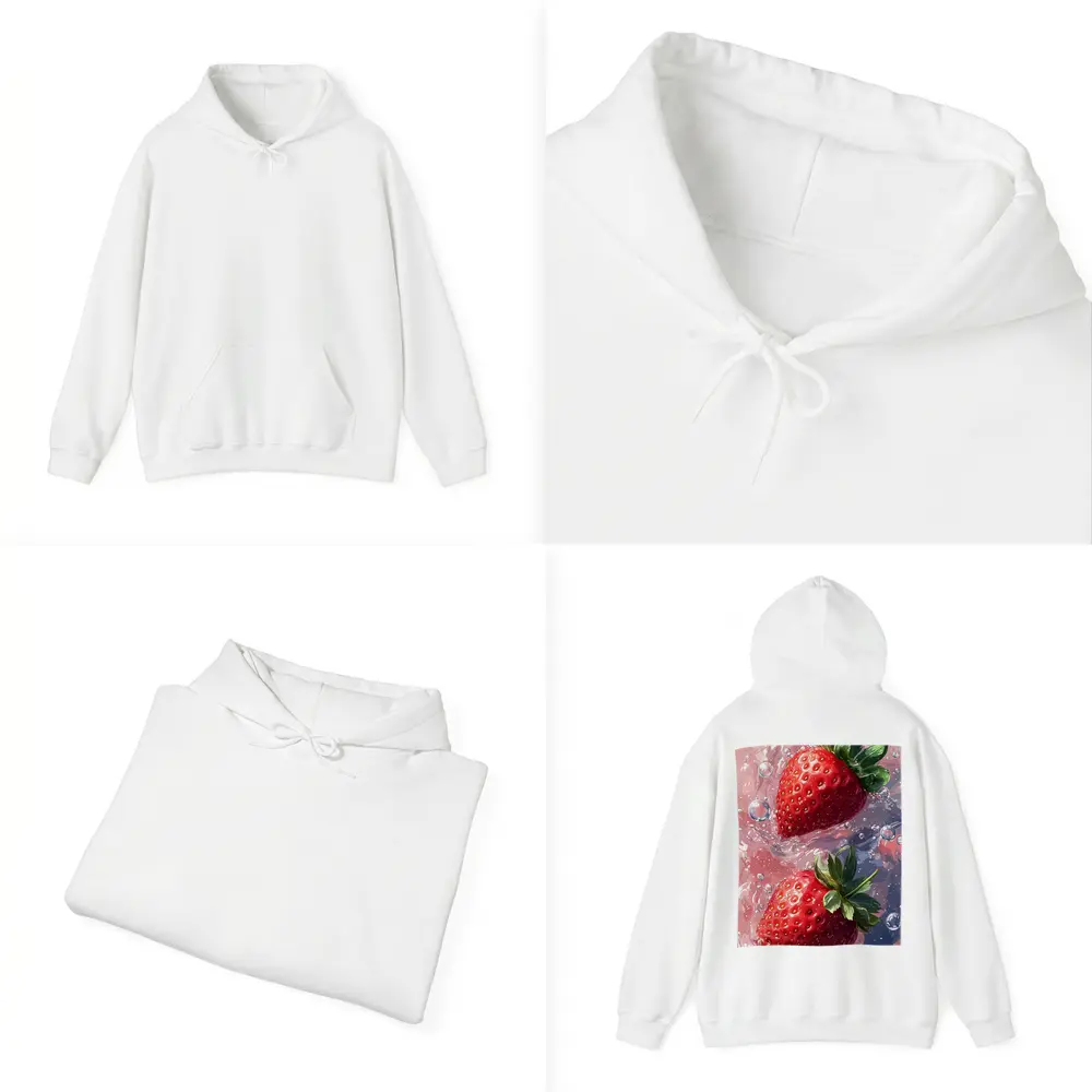 Two Red Strawberries Floating In Pink Water – Hoodies