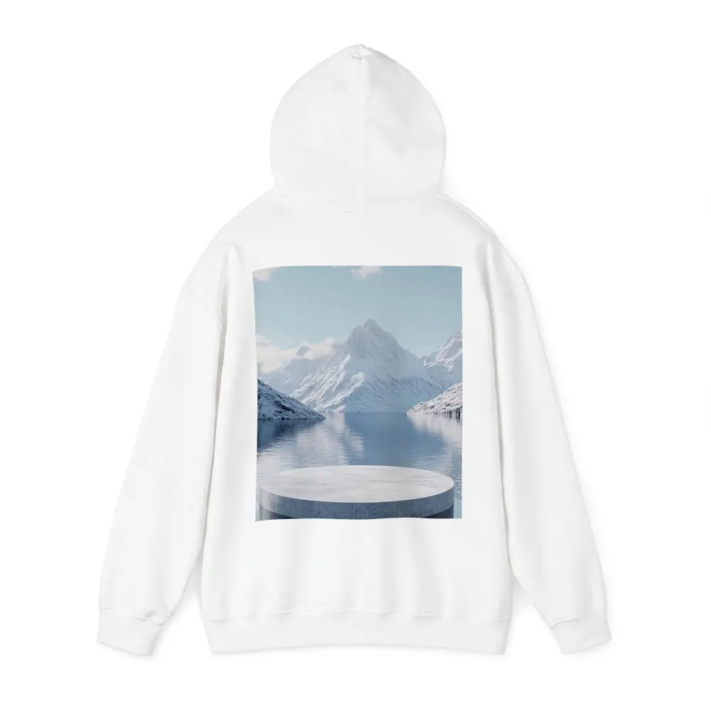 Stone Podium Snow Mountain Lake Reflection – Hoodies