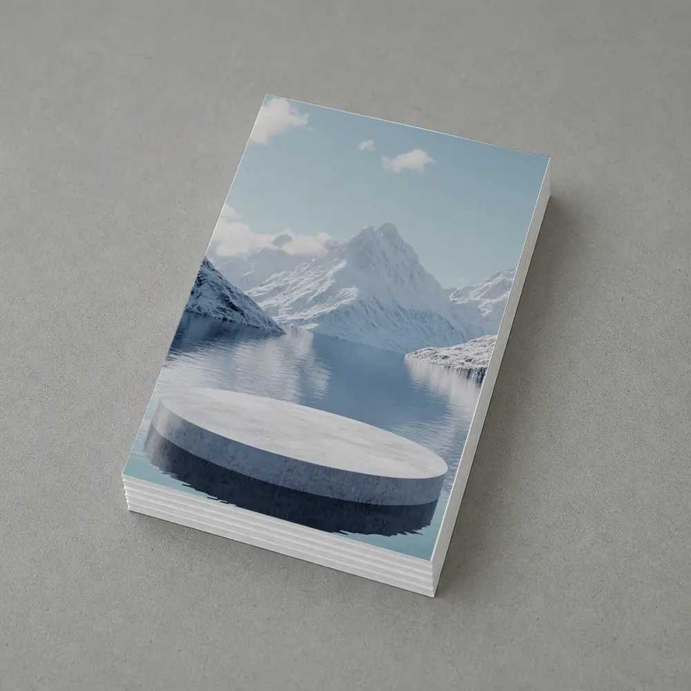 Stone Podium Snow Mountain Lake Reflection – Postcards