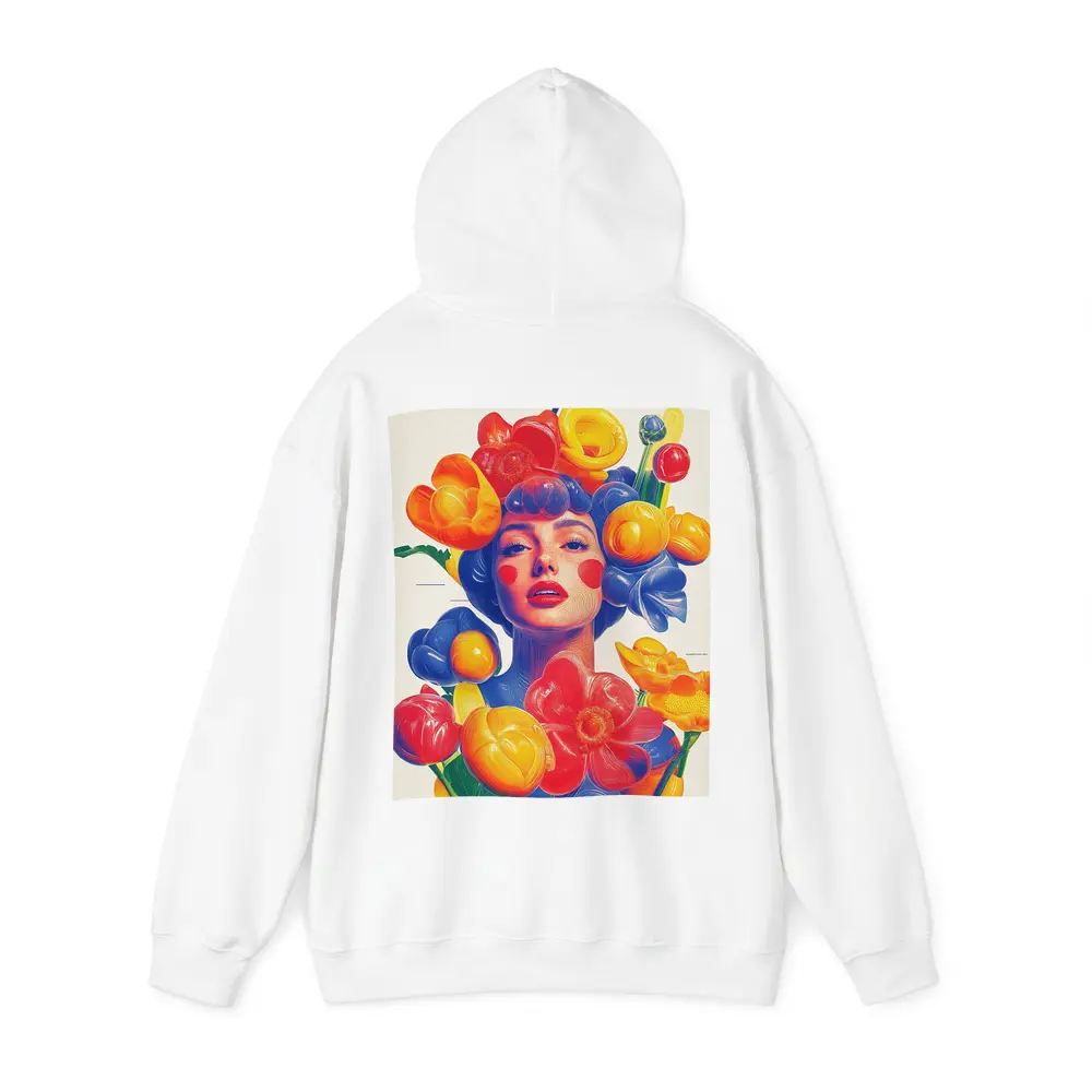 Colorful Woman Portrait Surrounded By Bold Flowers – Hoodies