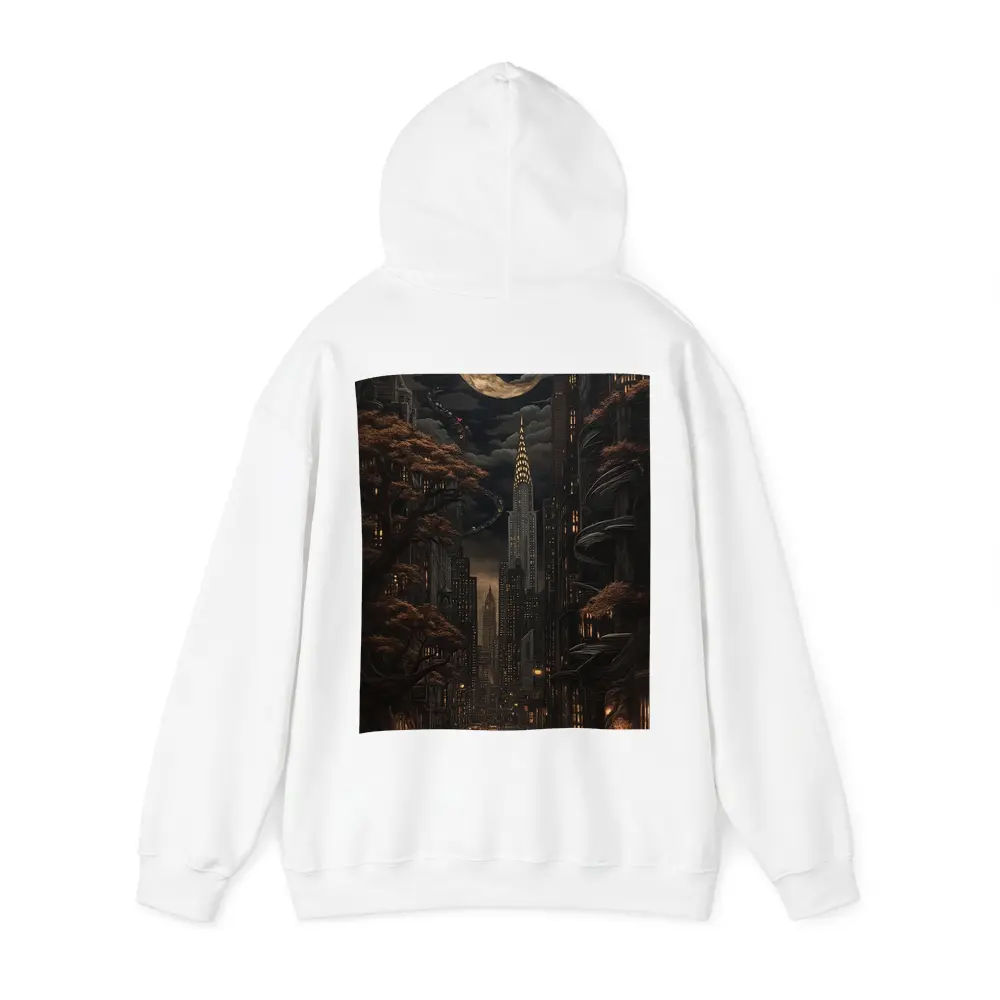 Dark Gothic City Night Crescent Moon Art – Hoodies