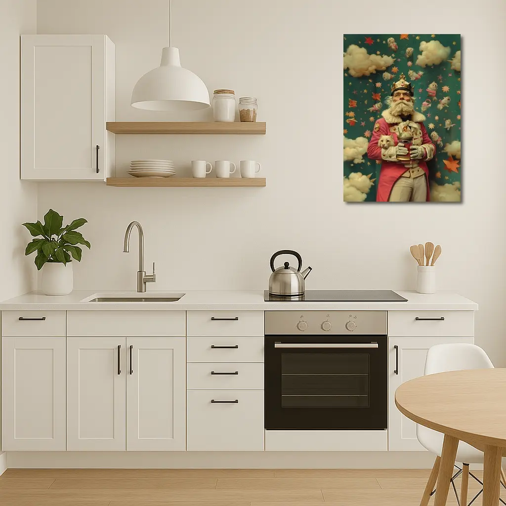 Surreal King With Cats Stars Fantasy – Wall Art
