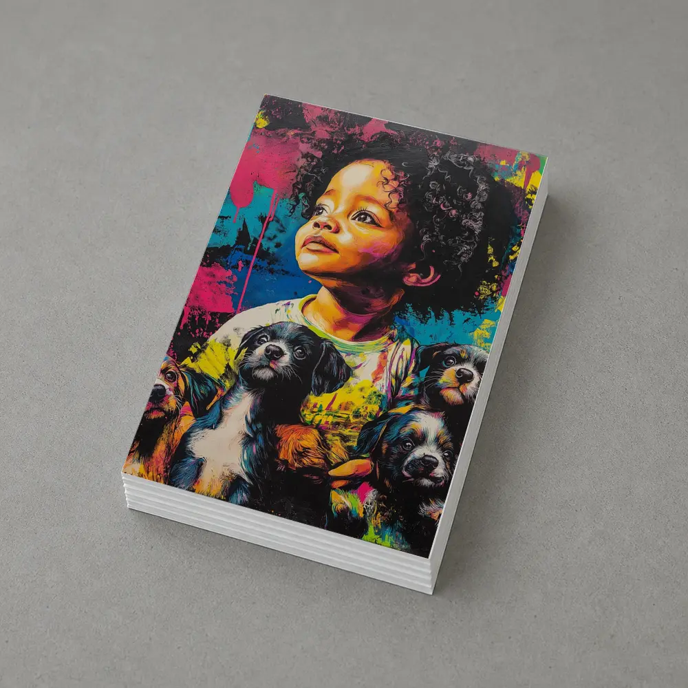 Child With Puppies Colorful Pop Art – Postcards