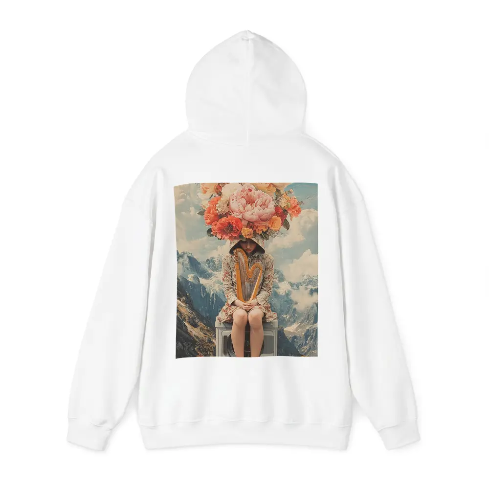 Floral Head Woman Harp Mountain Collage – Hoodies