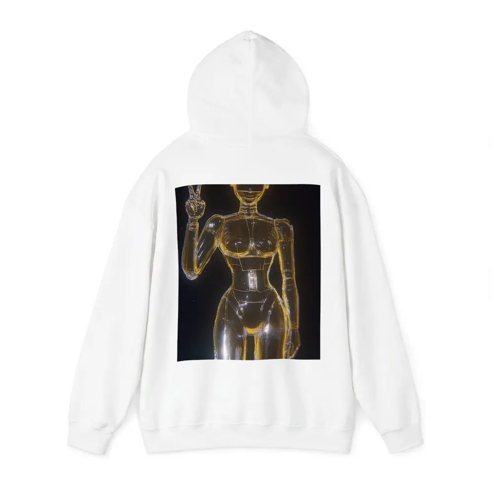 Golden Glass Robot Woman Peace Sign – Hoodies