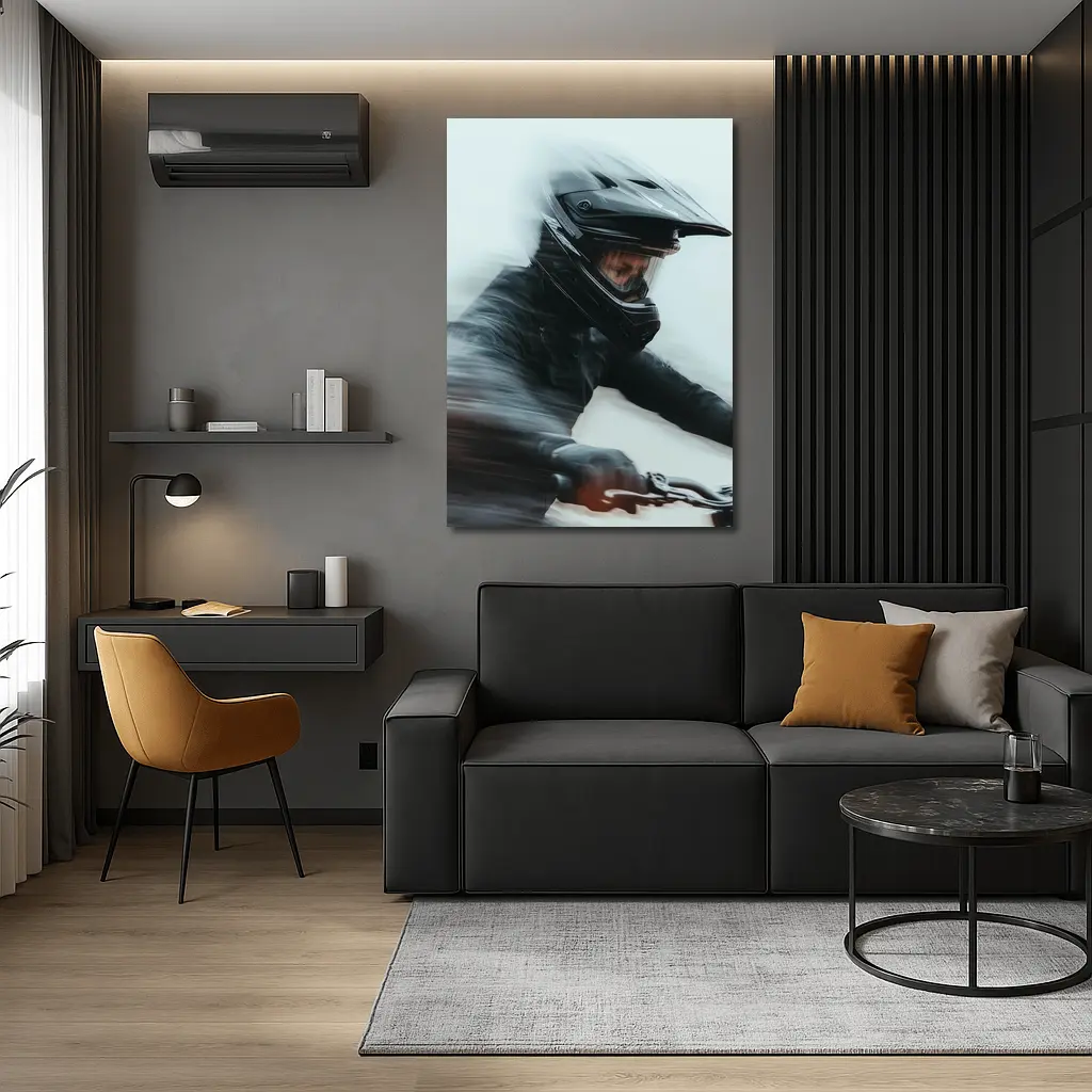Motorcyclist Riding Fast Motion Blur Art – Wall Art