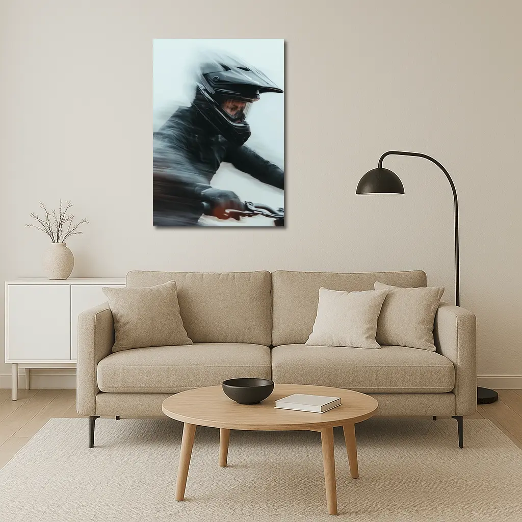 Motorcyclist Riding Fast Motion Blur Art – Wall Art