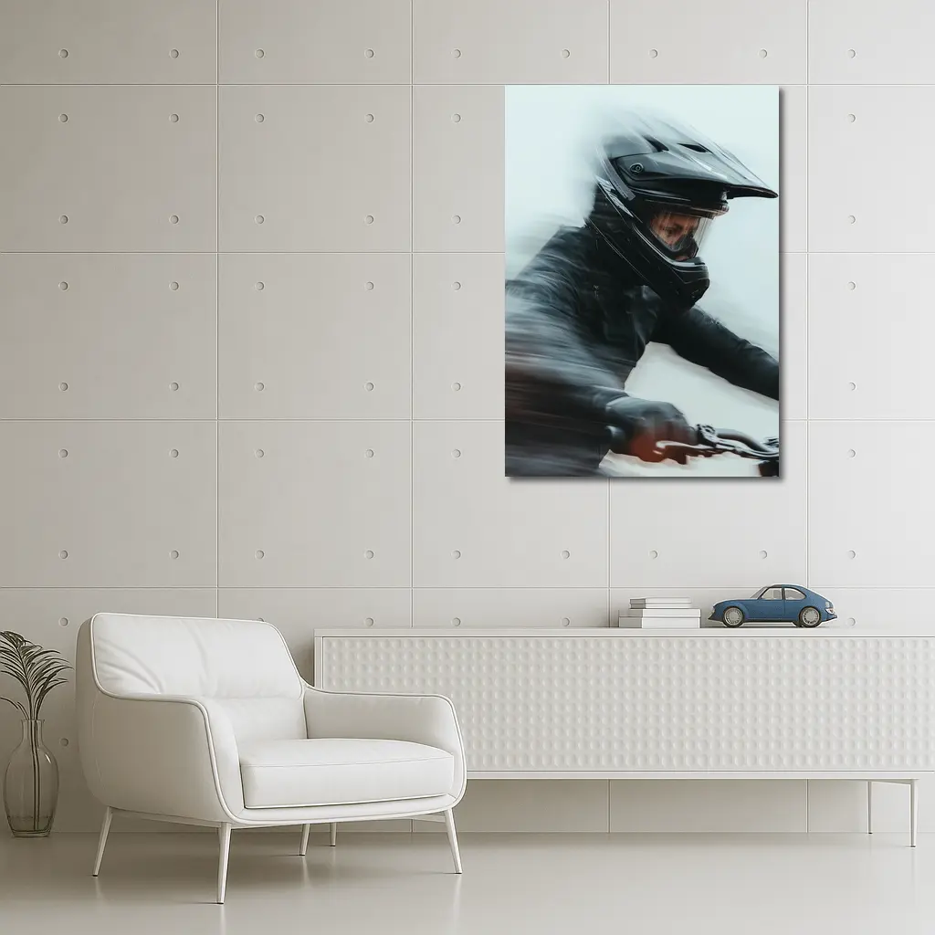 Motorcyclist Riding Fast Motion Blur Art – Wall Art