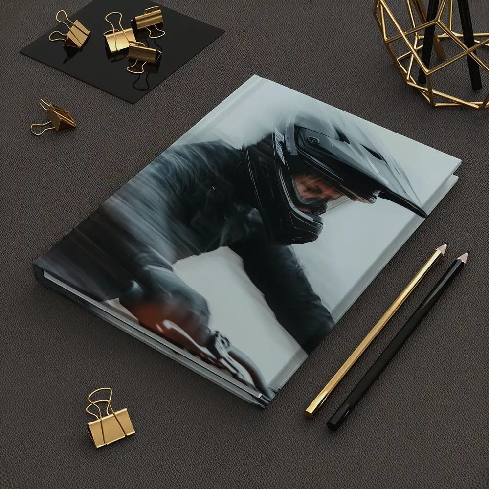 Motorcyclist Riding Fast Motion Blur Art – Notebooks