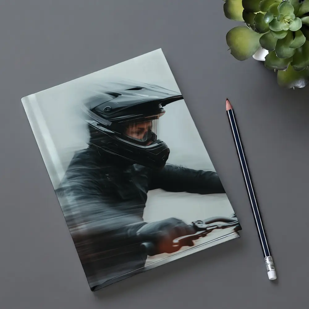 Motorcyclist Riding Fast Motion Blur Art – Notebooks