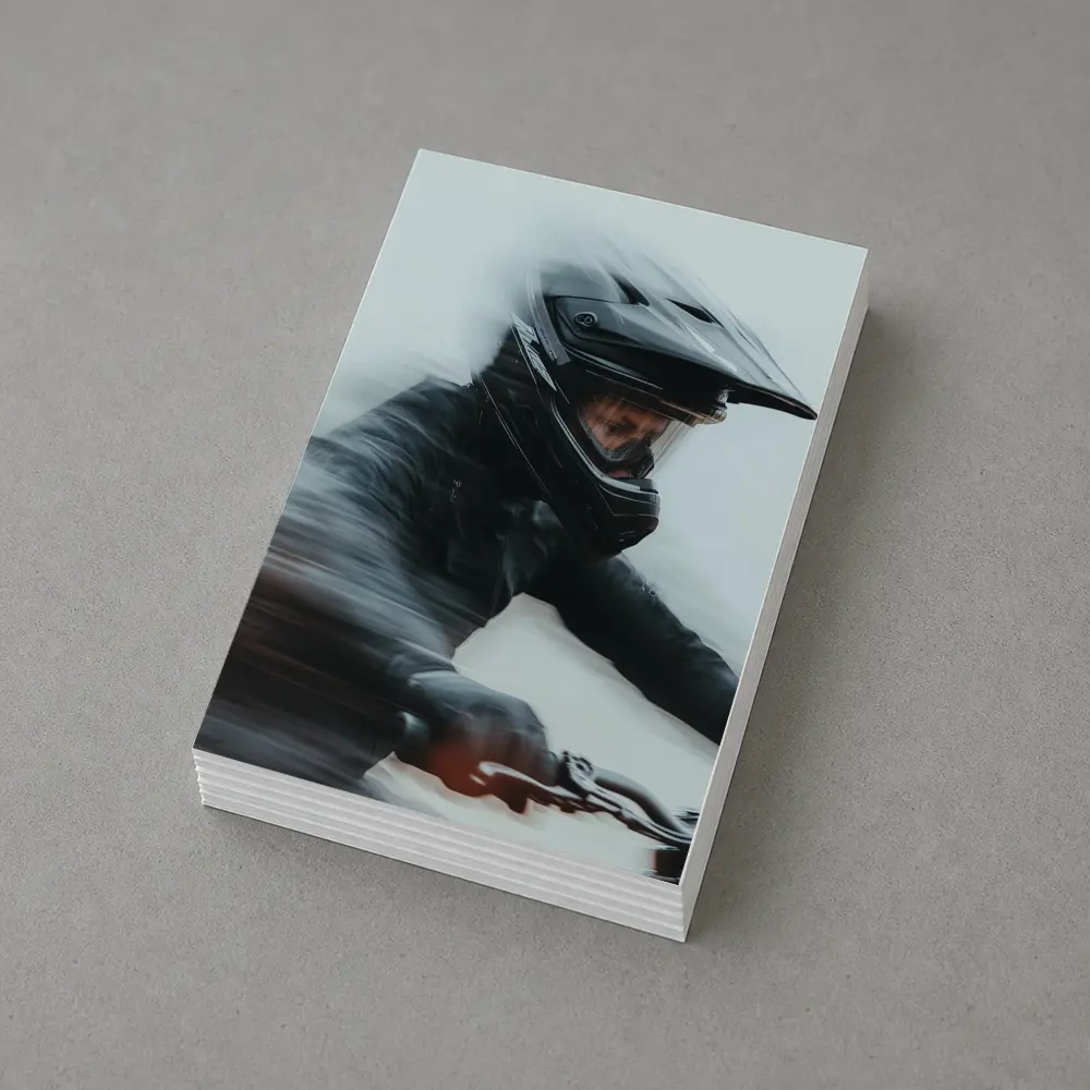 Motorcyclist Riding Fast Motion Blur Art – Postcards