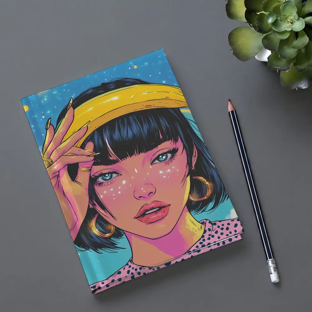Anime Girl Banana Hat Starry Sky Background – Notebooks