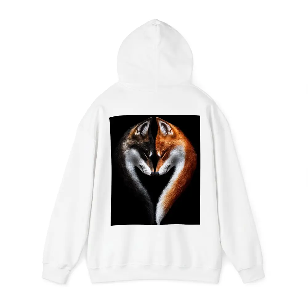Two Foxes Heart Shape Black Background – Hoodies